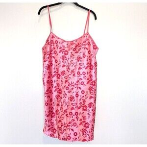 Vintage Slip Dress Size Xl Pink Floral Lingerie Babydoll Y2K Satin Valentine 90s